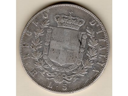 Itálie – 5 lire 1876, Vittorio Emanuele II.