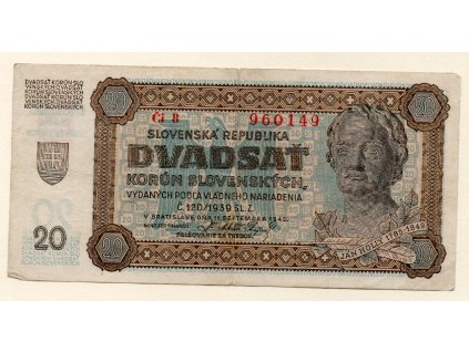 Slovenská republika – 20 korun 1942 Nízká série Ci 8