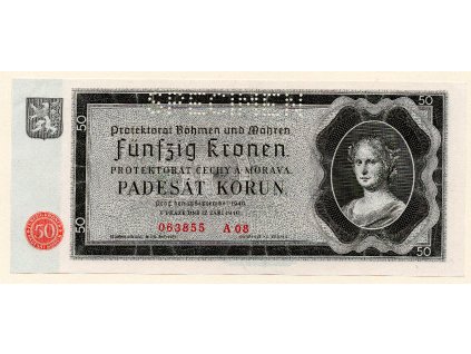 Protektorát Čechy a Morava 50 Korun 1940 S. A 08 Specimen