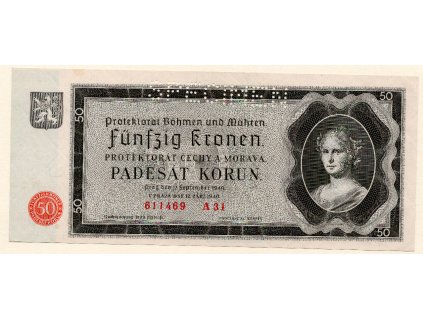 Protektorát Čechy a Morava 50 Korun 1940 S. A 31 Specimen