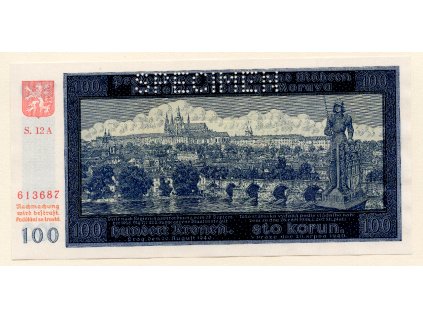 Protektorát Čechy a Morava 100 korun 1940 S. A 12 Specimen II. vydání