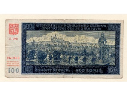 Protektorát Čechy a Morava 100 korun 1940 S. B 29  II. vydání
