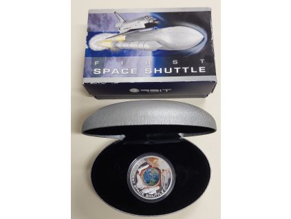 Cook Islands – 1 Dollar 2010, First Space Shuttle, kolorovaná stříbrná mince