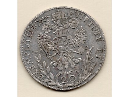 Josef II. – 20 krejcar 1770 B/EVM-D Kremnica