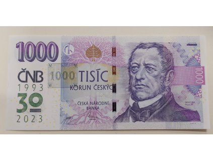 Česká republika – 1000 Kč, pamětní přetisk 30 let ČNB 2023, serie M