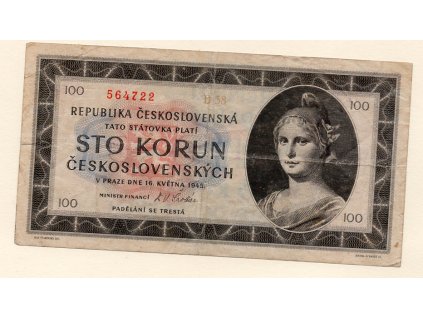 Československo – 100 korun 1945 s. B 38