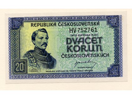 20 Korun bez data (1945) S. HV perforace 3 m.d