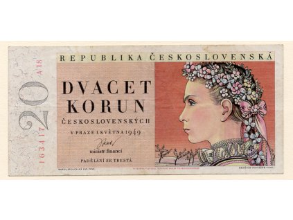 Československo – 20 korun 1949 S. A