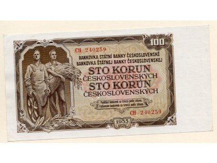 Československo 100 Korun 1953 S. CH