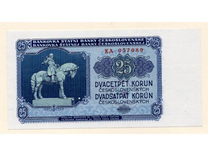 Československo 25 Korun 1953 S. KA Perforace