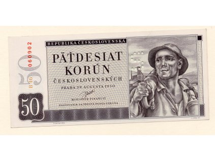 Československo – 50 korun 1950 S. B 46 Perforace S