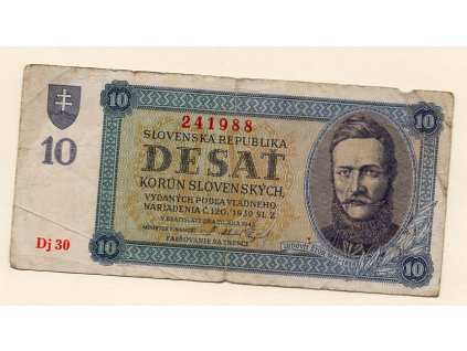 Slovenská republika 10 Korun 1943 S. Dj 30