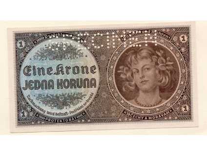 Protektorát Čechy a Morava 1 Koruna bez data (1940) S. D 042 Specimen
