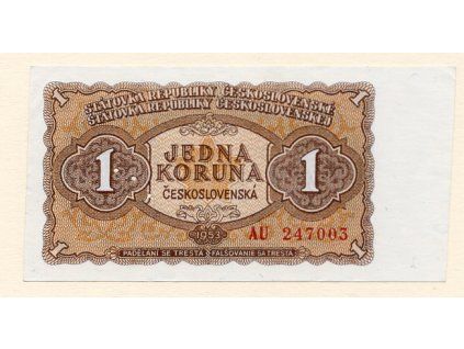 Československo 1 Kčs, 1953 S. AU perforace 3.m.d
