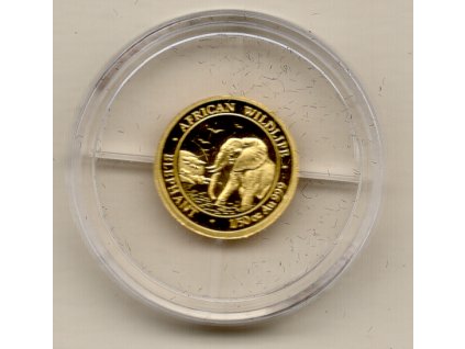 Somálsko – ibestiční zlatá mince, Africká divoká příroda – Slon 2010 1/50 oz
