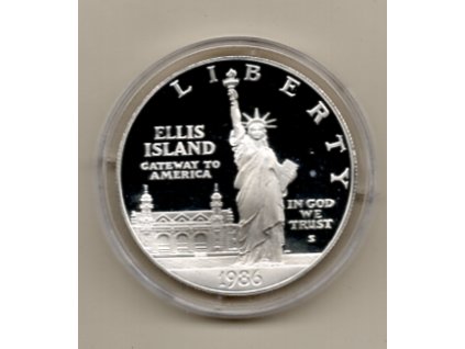 Spojené státy americké – 1 dolar, Socha Svobody a Ellis Island 1986, Proof