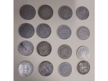 František Josef I. – 1 koruna stříbro, Rakousko-Uhersko (lot 16 ks)