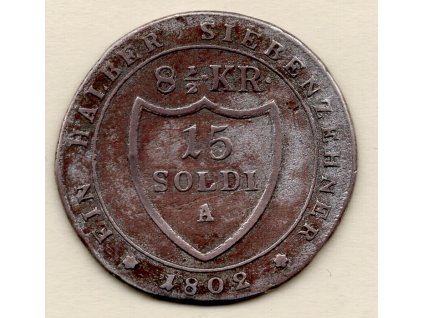 František I.(II.) 15 soldi / 8½ krejcar 1802 A, Vídeň