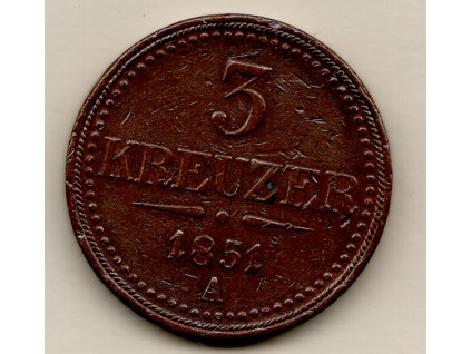 3 krejcar 1851 A  František Josef I.