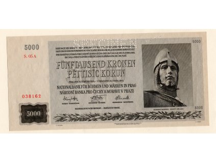 Protektorát Čechy a Morava 5000 Korun 1944 S. A05 Specimen