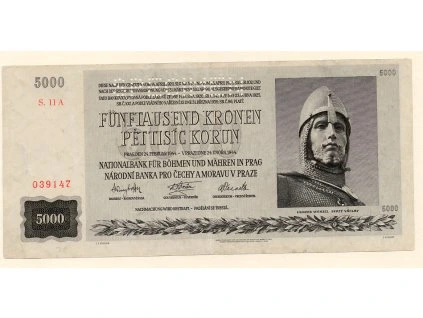 Protektorát Čechy a Morava 5000 Korun 1944 S. A11 Specimen