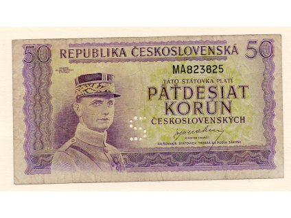 Československo – 50 Korun bez data (1945) S. MA Perforace S