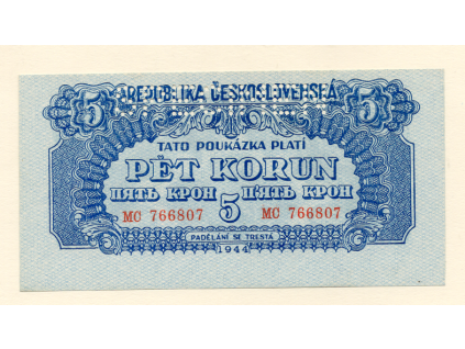 Československo 5 korun 1944 S. MC  Specimen