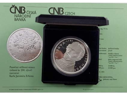 500 Kč 2011 200. Výročí narození Karla Jaromíra Erbena Proof