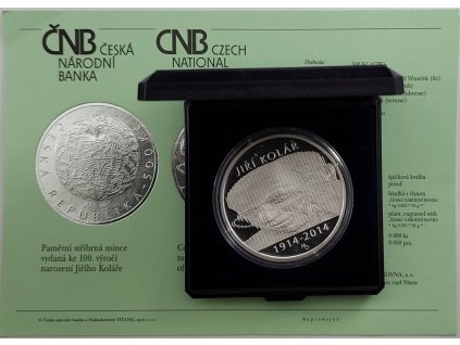 500 Kč 2014 100. Výročí narození Jiřího Koláře Proof