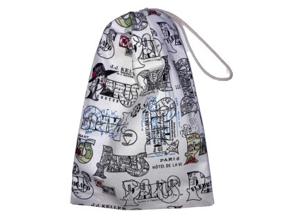 Párizs mintás pamut uzsonnás zsák behúzózsinórral