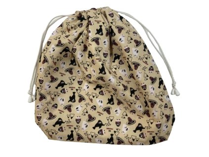 Nagy cipós zsák bézs alapon jeges állatos mintával, behúzózárral