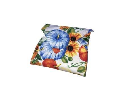 Újraszalvéta tökös virágos mintával összehajtva