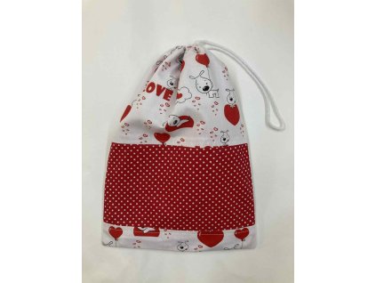 Kutyás és szíves mintás uzsonnás zsák behúzózsinórral