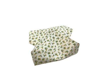 Újraszalvéta sárga virágmintával behajtva