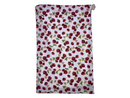 Epres mintás pamut zsák fehér alapon PUL béléssel, aranyos és újrahasználható textiltasak