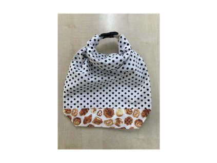 Pöttyös mintás kenyér frissentartó zsák péksütemény mintás aljjal, feltekerhető csatos záródással.