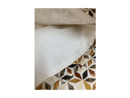 Geometrikus mintájú, 30×35 cm-es kenyérzsák élelmiszerbiztos fehér pamut béléssel.