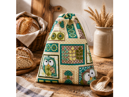 erdei patchwork mintás frissentartó kenyereszsák