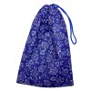 Kék alapon fehér virágmintás uzsonnás zsák PUL béléssel, összehúzható zsinórral