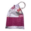 Tündéres mintás, pöttyös betéttel díszített uzsonnás zsák PUL béléssel, behúzott záródással