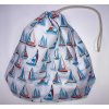Vitorlás mintás pamut cipószsák behúzózárral, összekötve