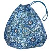 Kék mozaikos mintás kis cipószsák behúzózárral, oldalról