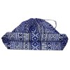 Kis cipószsák kék etno mintával, behúzózárral, oldalról fotózva
