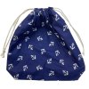 Nagy cipós zsák sötétkék alapon fehér horgony mintával, behúzózárral