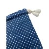 Kék pöttyös nagy cipós zsák fehér behúzózsinórral, csipkebetétes részlettel (2)