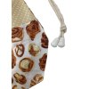 Nagy cipós zsák barna pöttyös alapon, péksütemény mintás betéttel