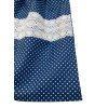 Fehér pöttyös kék pamut zsák csipke díszítéssel és PUL béléssel, újrahasználható textiltasak