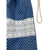 Kék pöttyös pamut zsák fehér csipkével és PUL béléssel, kézműves környezetbarát tároló tasak