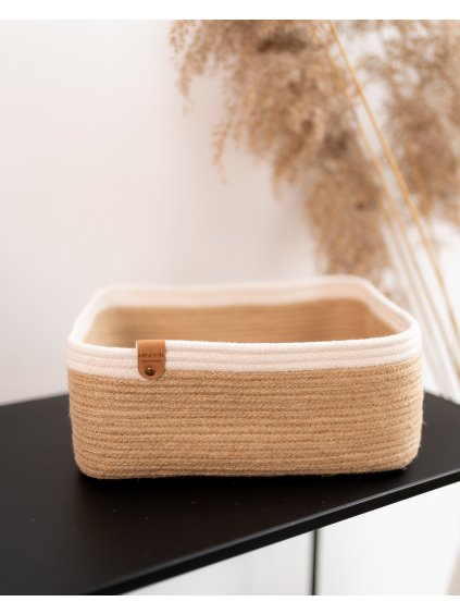 jutovy kosik hranaty s bilym lemem calime velky