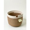 Jutový květináč s bílým lemem - 11